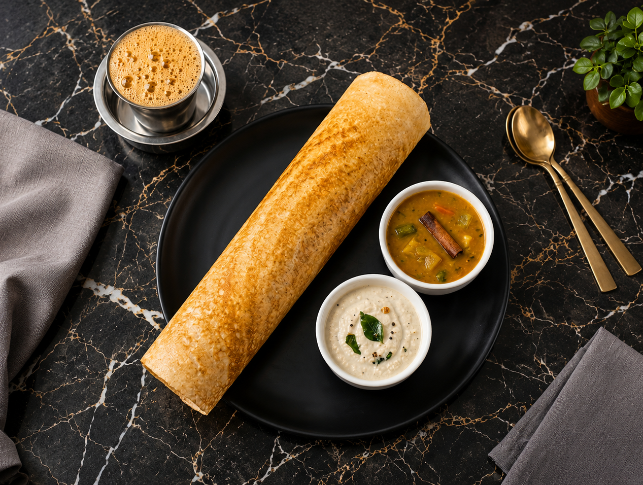 South Indian dosa and sides at Dosa Dream in northeast Calgary